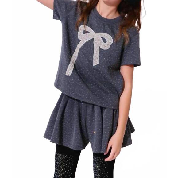 LOLA + THE BOYS Other - NEW LOLA + THE BOYS sparkles bow charm skirt set in grey